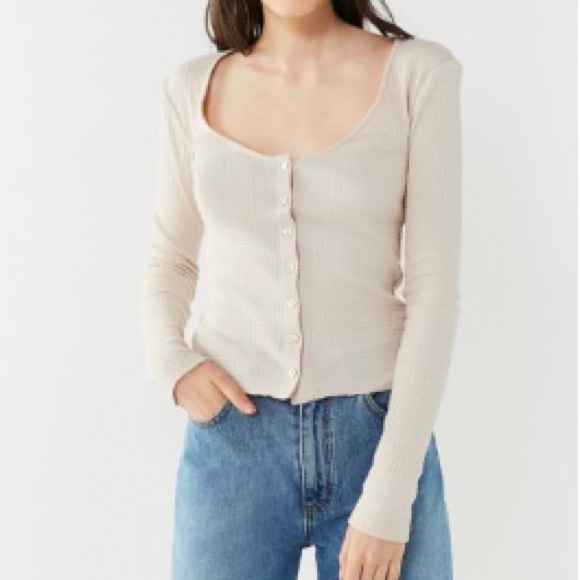 UO Dayton Button-Down Thermal Top - Picture 1 of 8